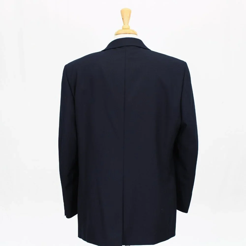 Statements 46L Navy Solid 2-Button Sport Coat Blazer Jacket B743